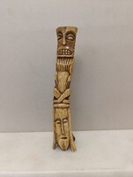 Afrikai szobor antik faragott marha csont kauri csiga díszítéssel Lega népcsoport Kongó 343 6473