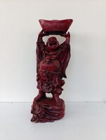 Retro buddha szobor festett buddhista színezett műgyanta figura kínai felirat dísz 838 6613