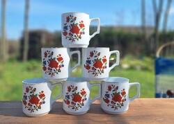 Virágos percelán teás vagy kakaós 6 darabos  bögre készlet