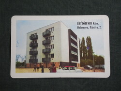 Kártyanaptár,Debrecen,építőipari KTSZ,lakóház,Wartburg autó,1971   (licites)