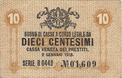 10 centesimi 1918 Velence Olaszország 3.