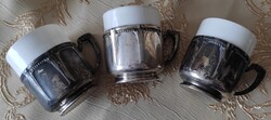 Beautiful silver marked between 1902-1937 glass holder with insert antique rarity antique 3 pieces