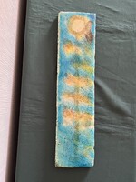 Csurgatott üvegmázas napraforgós kerámia falidísz 44,5 cm (C0096)