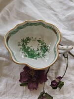 Herendi zöld indiai kosár mintás tálka,alul dombormintás