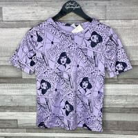 Lila képregénymintás női felső S