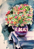 Kovács Anna Brigitta:Bouquet of flowers -  watercolor painting - Csokor virág- akvarell festmény