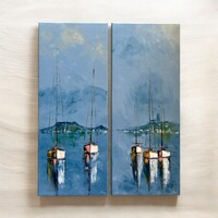 “PÁRBAN SZÉP AZ ÉLET” Balatoni festmény/ Badacsony és Tihany