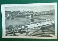 Képeslap Budapest látkép Lánchíd,gőzös,és villamos