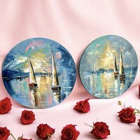 “PÁRBAN SZÉP AZ ÉLET” Balatoni festmény/ Badacsony és Tihany