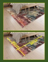 ÚJ, azonos, absztrakt mintájú, nagy téglalap + kör alakú szőnyeg együtt