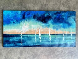 Vizorlás kortárs festmény, galéria minőség / Balatoni festmény