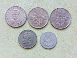 Lengyelország 5 db Különböző Érme 50 Groszy 10 20 Zloty Zlotyi 1949-1976