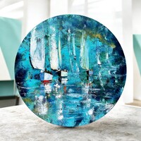 “Türkiz vizeken” csodálatos Színvilágú vitorlás festmény