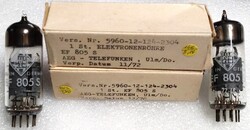 EF805s Telefunken tesztelt kiváló elektroncső, NOS, válogatott pár