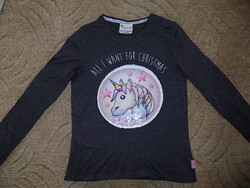 Unikornis-emoji mintás átfordítható flitteres felső, 13-14 év