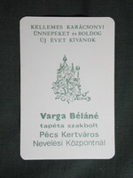 Kártyanaptár,ünnepi,Varga Béláné,Tapéta szakbolt, Pécs,1995 (3)