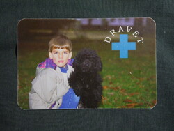 Kártyanaptár,Dravet állatgyógyászati patika,Barcs,kutya,gyerek modell,1995 (3)