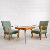 Halabala „Spider” Bisztró asztal és magyar késő art deco karosszékpár, 1950-es évek - restaurált