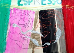 Lisziák Elek Lexy (1939-2007): Pop-Art alkotás, Espresso (Olasz Zászló, Kávé... ) 1969