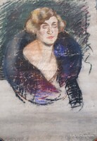 HATALMAS ARTDECO POLL HUGÓ PASZTEL KÉP/FESTMÉNY