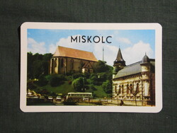 Kártyanaptár,Borsod tourist,Miskolc,Avasi templom,Ikarus autóbusz,1976  (licites)