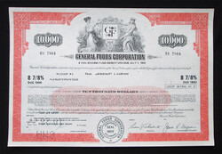 USA General Foods Corporation részvény 10000 dollár 1977 / élelmiszeripar