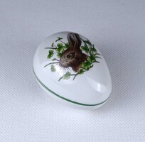 1Z605 Régi vadász mintás nyulas Herendi porcelán tojás bonbonier