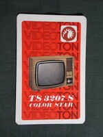 Kártyanaptár,Videoton,TS 3207 S Color Star televízió,1976  (licites)