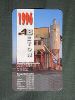 Kártyanaptár,A-Beton üzem,Pécs,1996 (3)