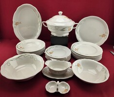 Zsolnay virág mintás barack színű 6 személyes 25 db-os étkészlet