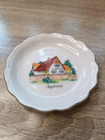 Aquincum porcelán dísztányér – Aggtelek mintával, vintage szuvenír