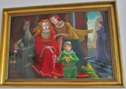 Szép nagyméretű Herpai festmény " A mesék birodalmában"