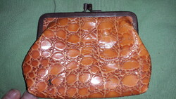ANTIK PATENTES EGYTERŰ KROKODÍLMINTÁS BŐR PÉNZTÁRCA ERSZÉNY BUKSZA 10 X 14 cm a képek szerint