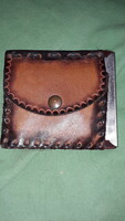 Vintage valódi bőr kult férfi pénztárca bankjegycsipesszel és apró tartóval 10x9 cm a képek szerint