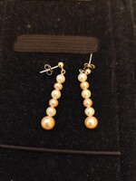 Eladó gyönyörű vintage ezüst fülbevaló tenyésztett gyöngyös logós!