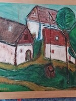 Czóbel jelzéssel:falu szélén festmény.