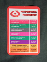 Kártyanaptár,Humanpharma vitaminok,Gödöllő,1996 (3)