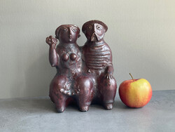 Török János figura, Ritka és különleges műhely munka, Ülő pár. Jelzett.