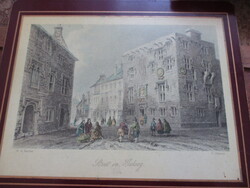 3db régi litográfia fára aplikálva 20x16.