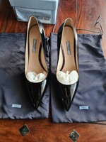 Új Prada Venice 14 modell fekete lakk magassarkú női cipő(40.5 EU)