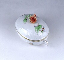 1Z621 Hecsedli mintás rózsadíszes Herendi porcelán bonbonier