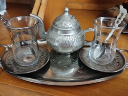 Keleti ezüstözött kávés szett