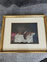 Csendélet Jelzett Akvarell Festmény