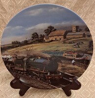 Mozdonyos porcelán dísztányér, gőzmozdonyos fali tányér 6 (L6116)