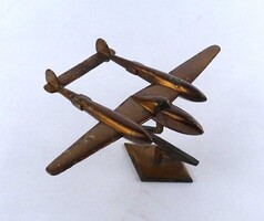1Z563 Régi bronz P–38 Lightning vadászrepülőgép makett