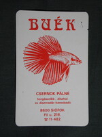 Kártyanaptár,cCsernok Pálné horgászcikk,díszhal,díszmadár kereskedő,Siófok,1984  (licites)
