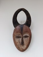 Afrikai maszk antilop antik patinás fa Kwele népcsoport Gabon africká maska D2 397 6656