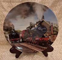 Mozdonyos porcelán dísztányér, gőzmozdonyos fali tányér 2 (L6113)
