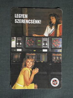 Kártyanaptár,Skála Luescher Nemzetközi Kft.,Budapest,játékgép,Casino,női modell,1984  (licites)
