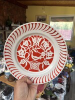 24 cm Hollóházi porcelán csodás  retro mintás  Madaras falitányér lapostányér